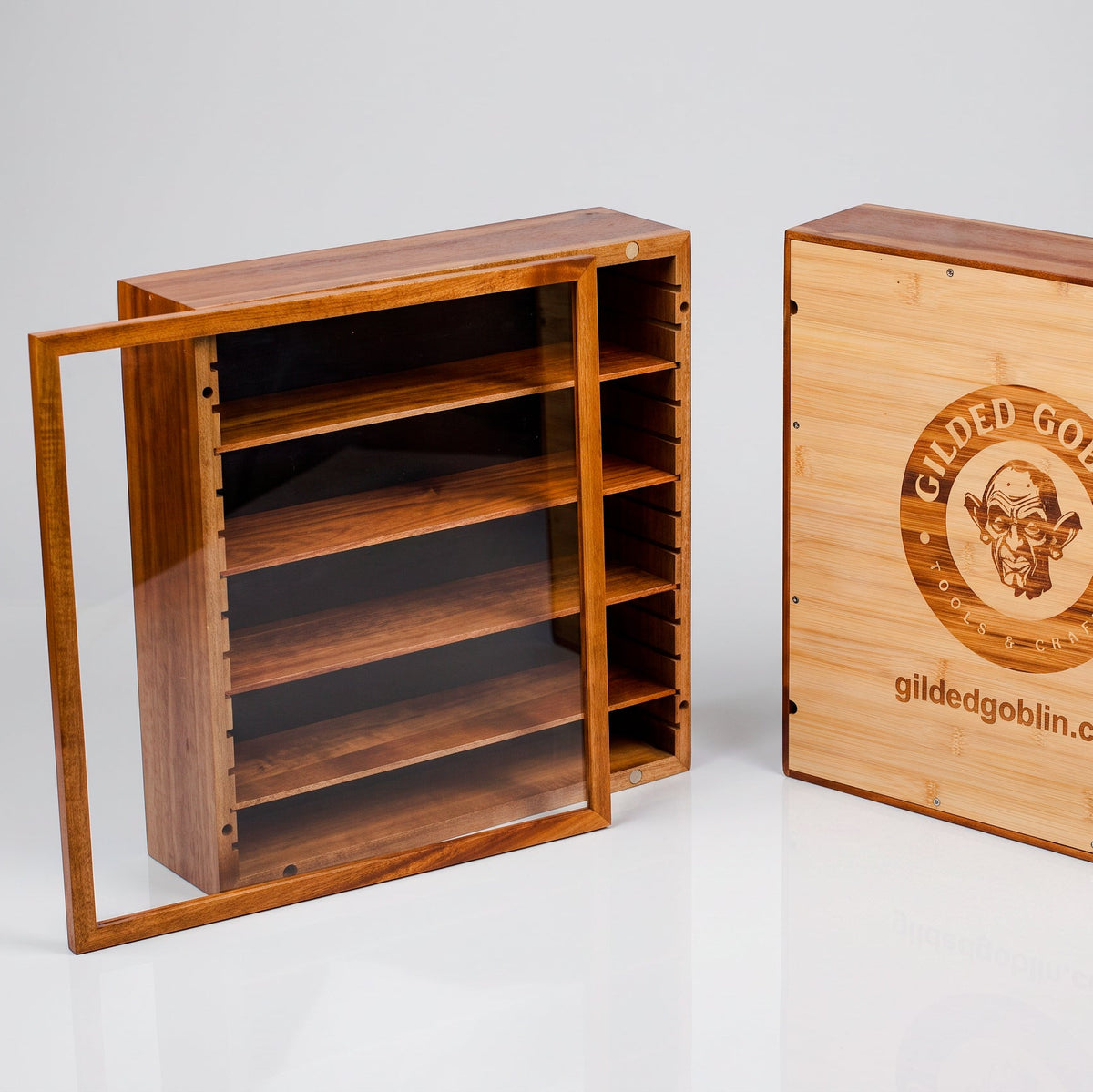 Solid Acacia Display Cabinets (Set of 2)